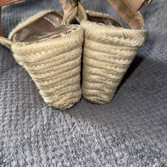 Steve Madden Raffia Espadrille‎ Wedge Sandals Natural Tan Buckle Strap Size 9 - Picture 8 of 12
